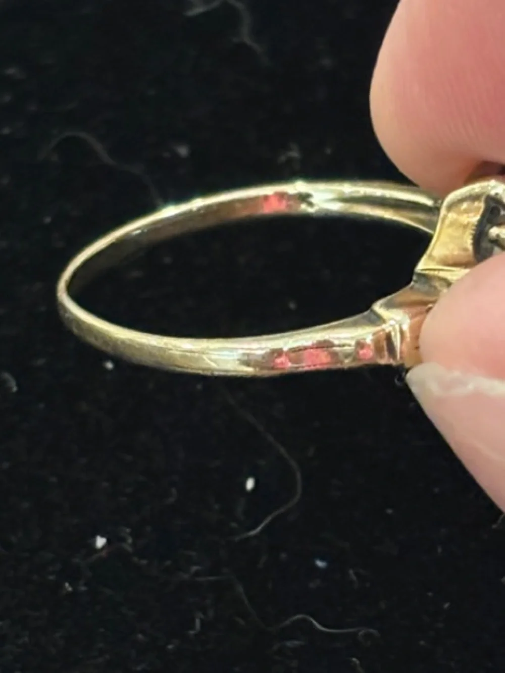 Vintage 10K Yellow Gold Blue Solitaire Ring Crown Setting  Size 6.5